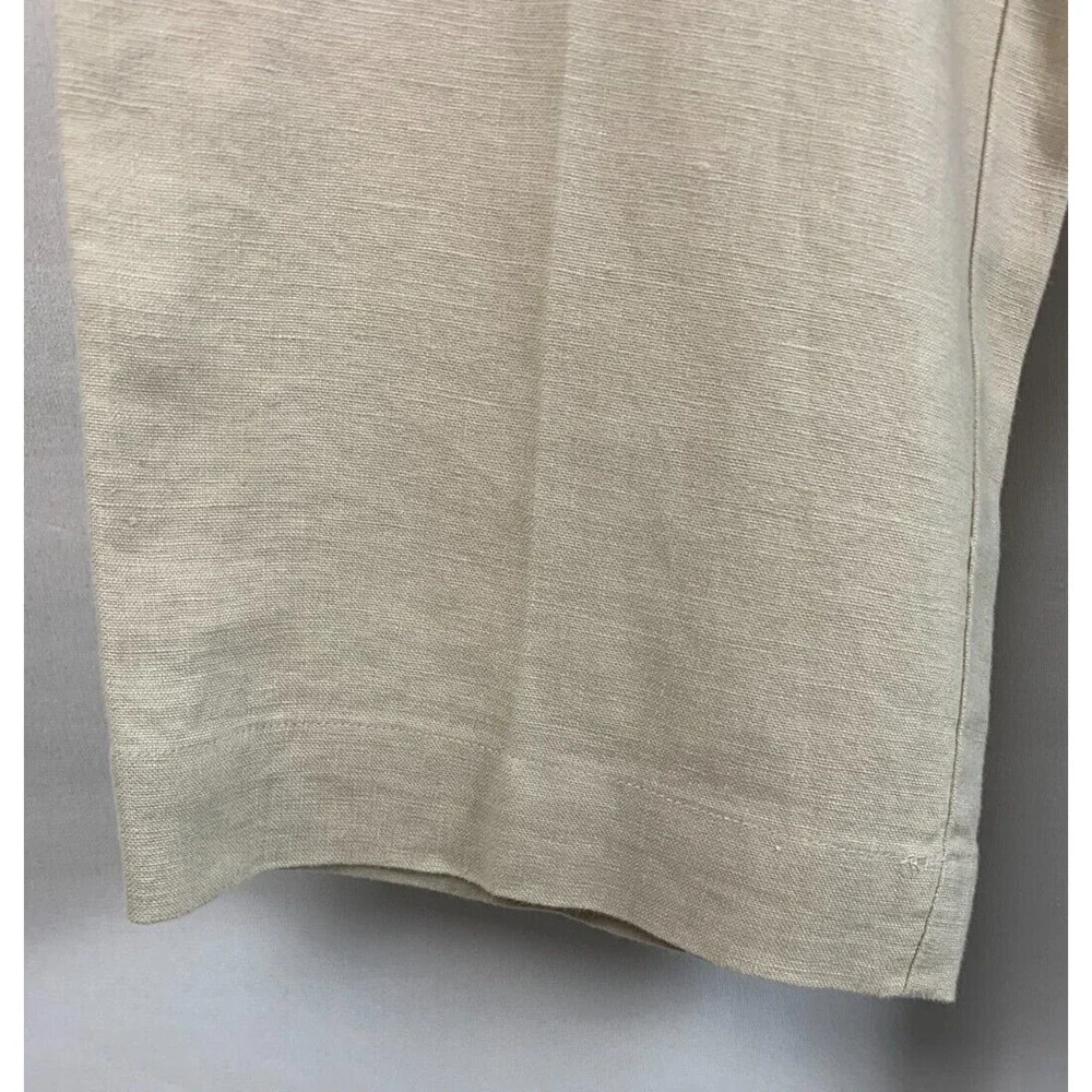 Jos A Bank 100% Linen Pants Mens 36 x 29 Cream Beige Flat Front